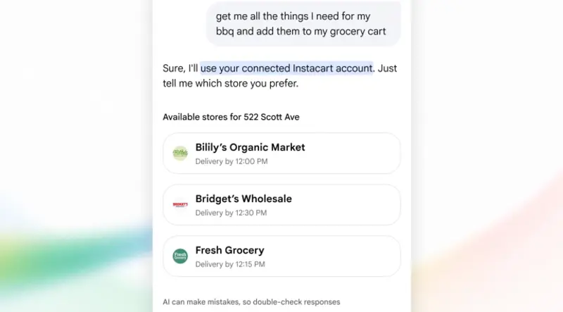 谷歌 AI Mode 升级:支持连接 Instacart、Canva 等应用,从“问答”转向“办事”