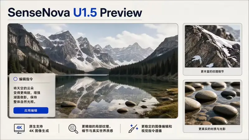 商汤科技开源 SenseNova U1.5-Lite-Preview：8B 轻量级模型原生支持 4K 图像生成