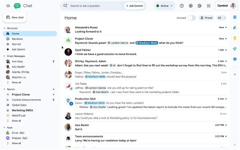 Google Chat 迎来重大升级:Ask Gemini 取代侧面板,打造 Workspace 智能中枢