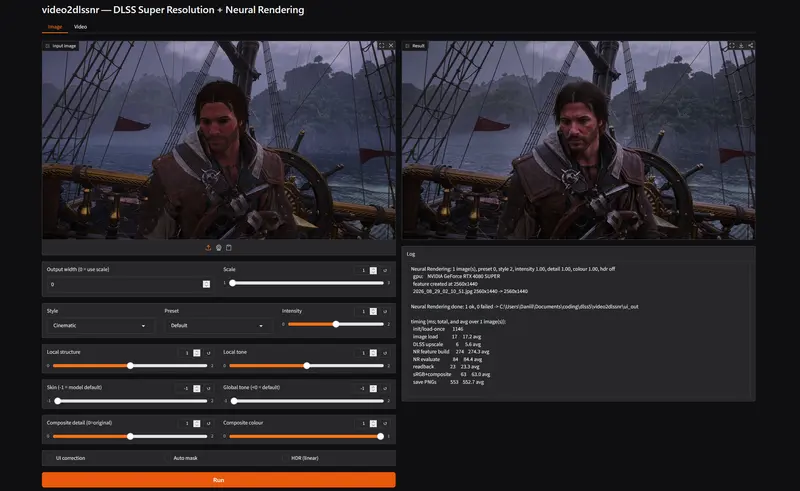 video2dlssnr:纯 C++17 + D3D12 实现的 DLSS 神经渲染与超分辨率工具