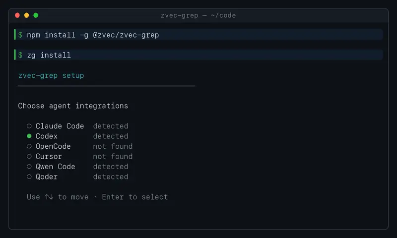 zg(zvec-grep)