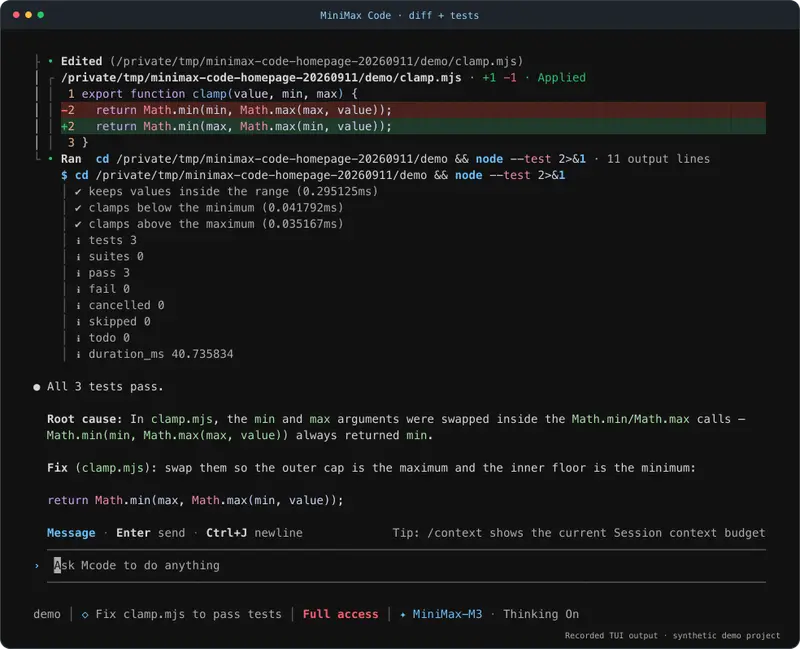 MiniMax Code CLI