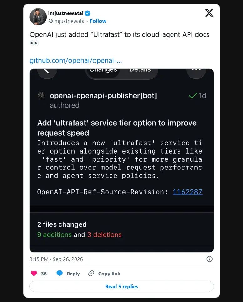 OpenAI 准备扩大 Ultrafast API 开放范围,Playground 将上线三档速度选择,DevDay前后大规模可用