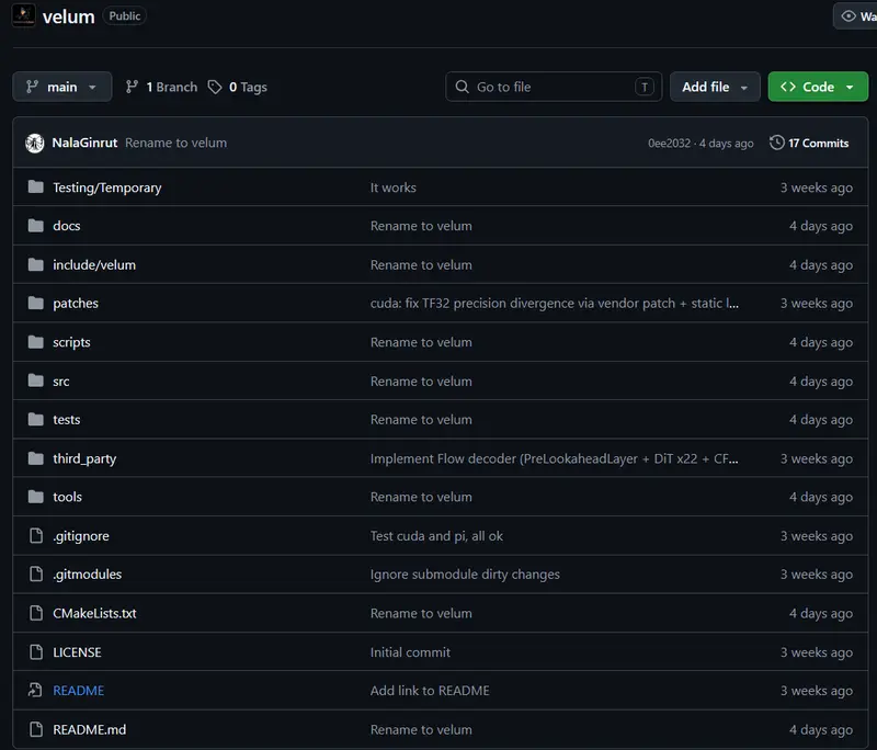 HardenedLinux 发布Velum：CosyVoice3 TTS的C++原生重实现，运行时零Python，单二进制文件部署