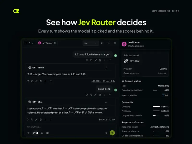 OpenRouter 上线 Jev Router：基于TypeSafe Jev决策模型，感知缓存的智能模型路由