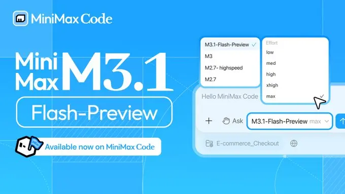 M3.1-Flash-Preview 上线MiniMax Code平台，同步重置全体用户Token额度并开启福利活动
