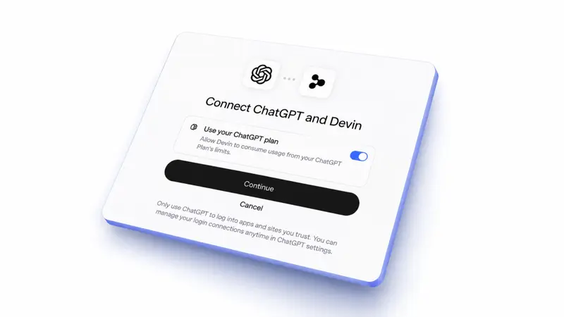 OpenAI更新「用ChatGPT登录」能力:订阅额度可跨第三方工具复用,Devin、Warp、Notion、Vercel支持