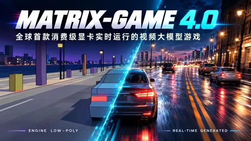 昆仑万维发布Matrix-Game 4.0 :全球首款单张消费级显卡可运行视频大模型游戏,RTX5090实现480p 60FPS