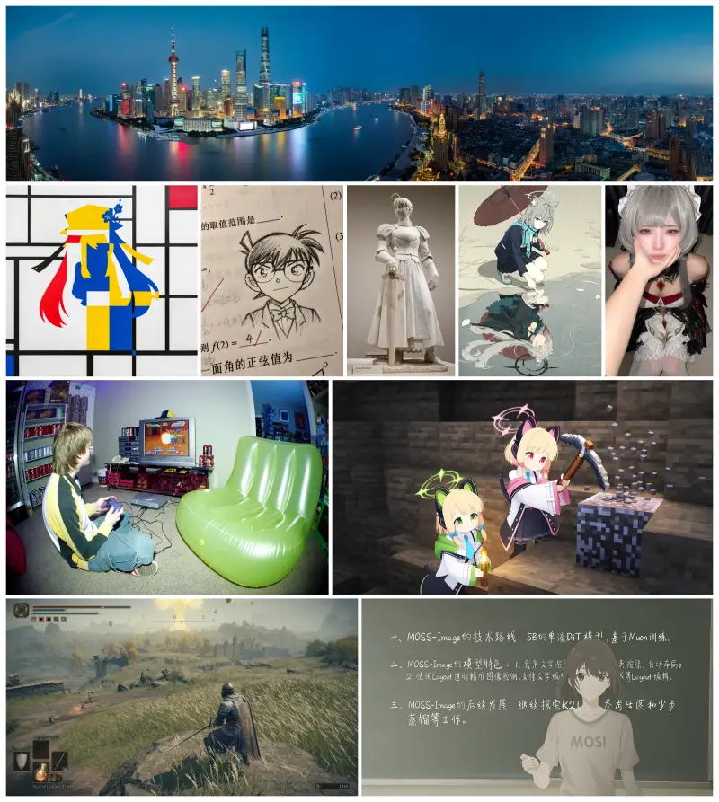 OpenMOSS开源MOSS-Image :5B骨干文生图模型,原生JSON布局控制,图像内文字渲染能力突出