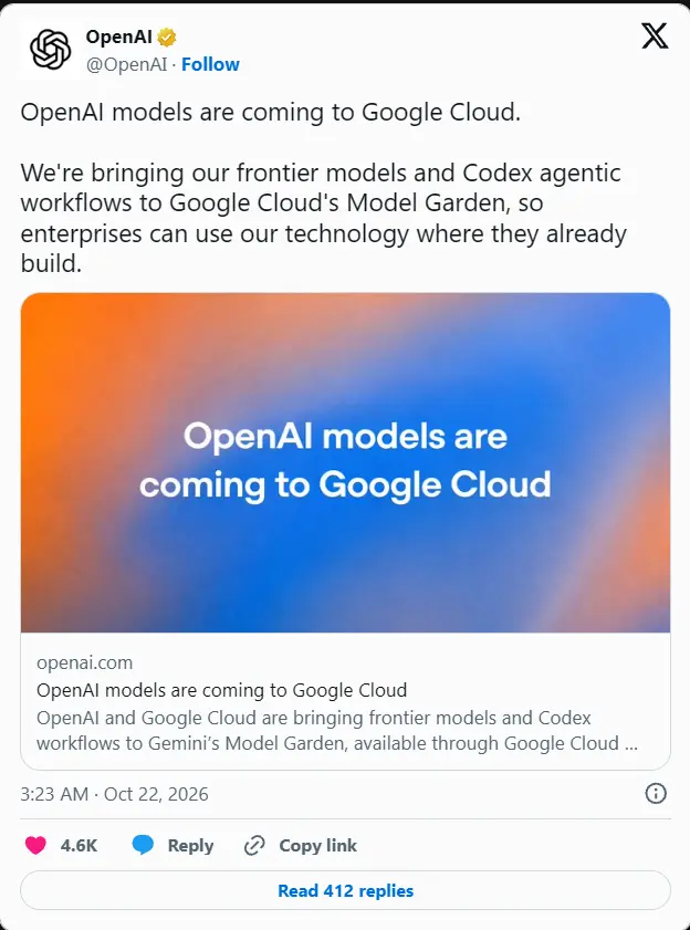 Google Cloud私人预览接入OpenAI三大模型:GPT-6 Astra / 6.1 Sol / 6 Luna,Model Garden一站式调用