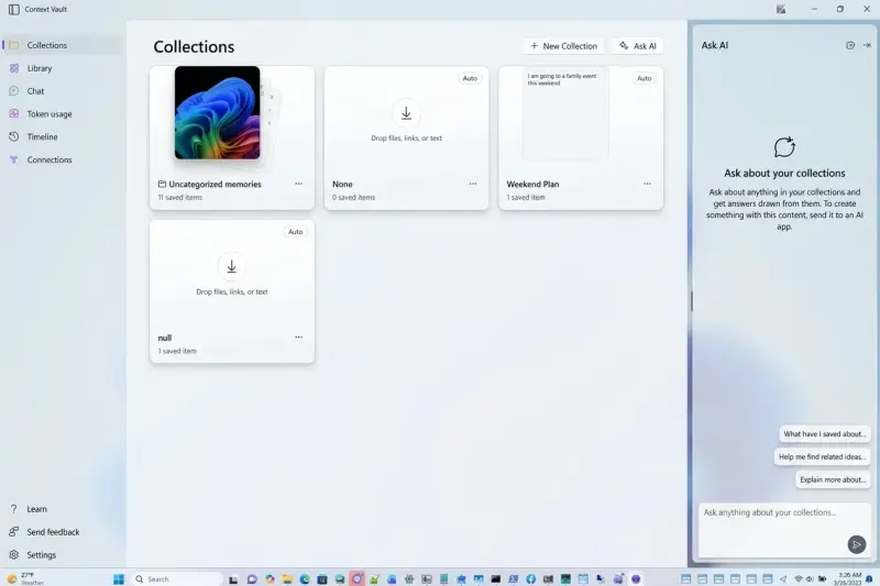 微软测试 Windows11 AI 记忆工具 Project Pantheon：摒弃自动录屏，手动保存内容，内置 MCP 服务